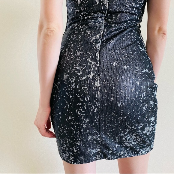 GB Black Sequins Mesh Mini Party Bodycon Dress - Picture 6 of 11